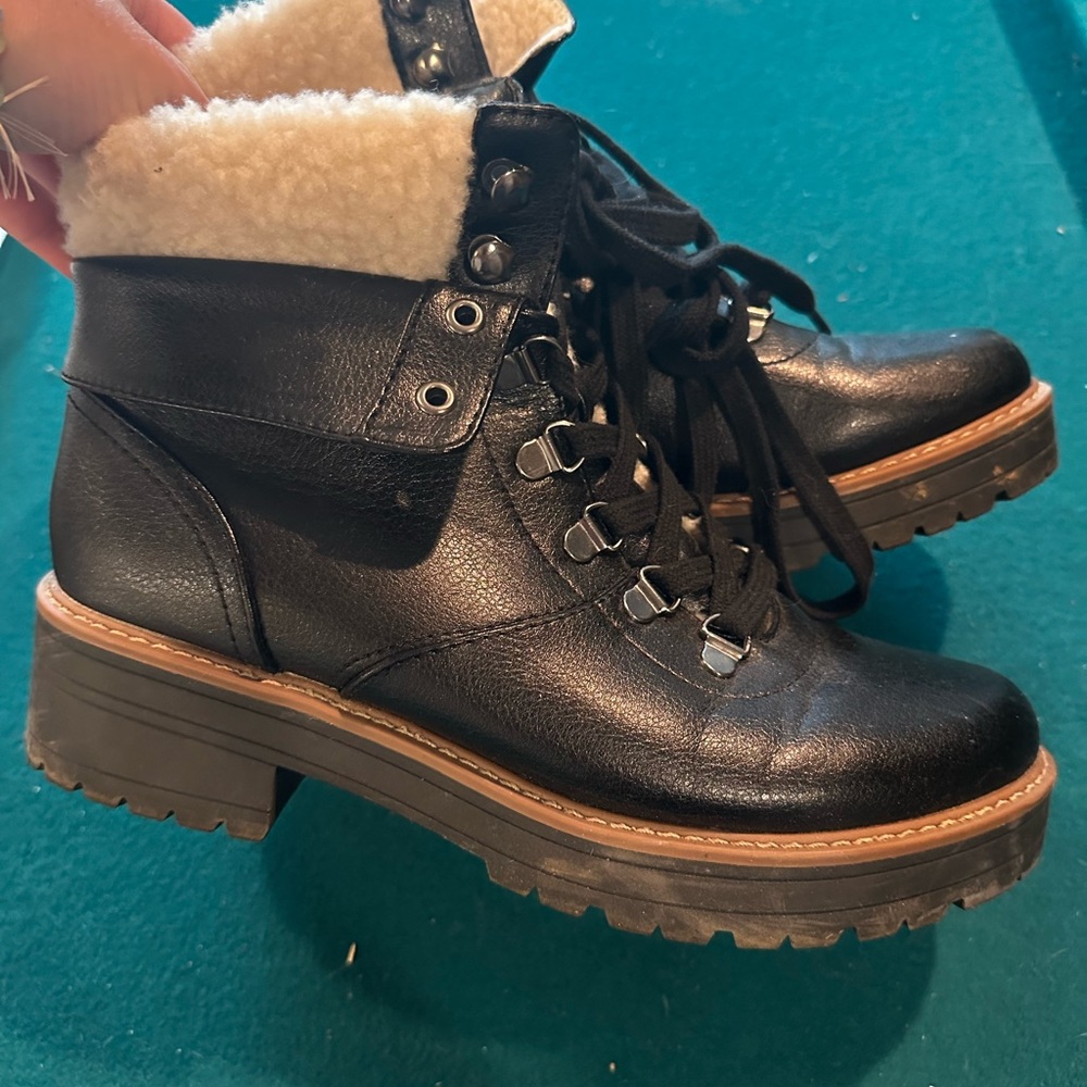 Target Black Leather Women's Boots with Shearling Lining